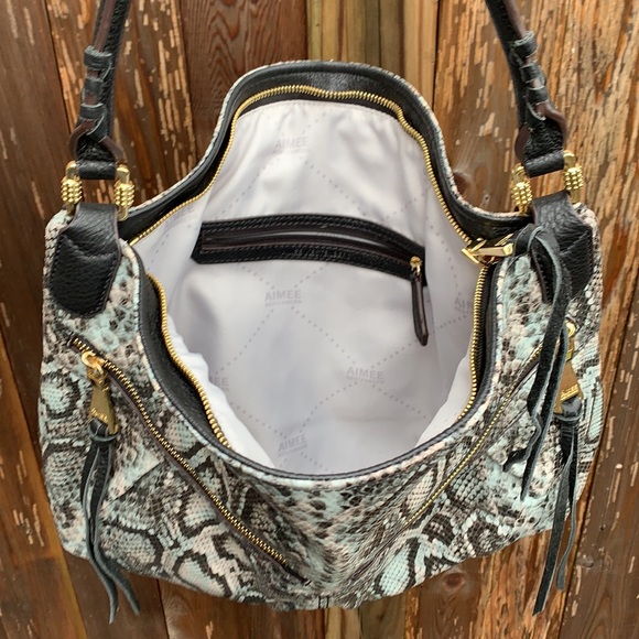 Aimee Kestenberg Snakeskin leather hobo bag with fold over top - NWT - Picture 6 of 8